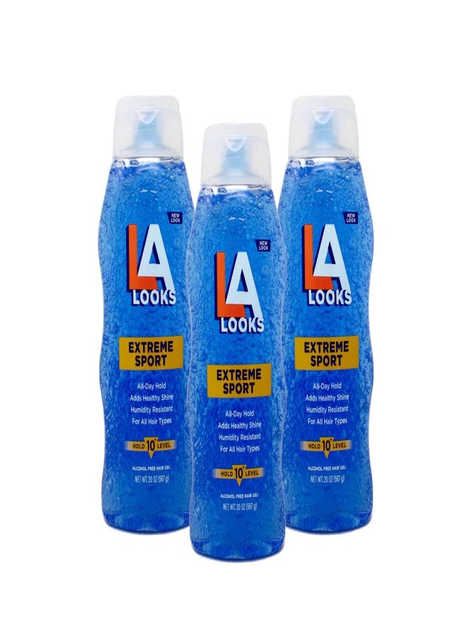 L.A. Looks LA Looks Extreme Sport Hair Gel, All-Day Hold, Humidity Resistant, Alcohol Free, Hold Level 10, 20 oz (Pack of 3) - Image 1